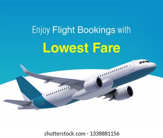 Realistic Vector Banner for Cheap Flights Business Promotion - Template Mockup Easy to Edit