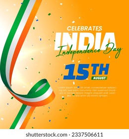 realistic vector banner of india independence day theme with orange background