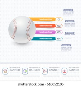 Realistic Vector Baseball Ball Infographics Stats, Web Banner Background Design. Sports Info Presentation Template