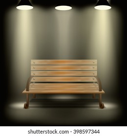 Realistic vector bench  under a street lamp