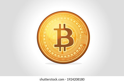 Realistic vector Bitcoin on light background