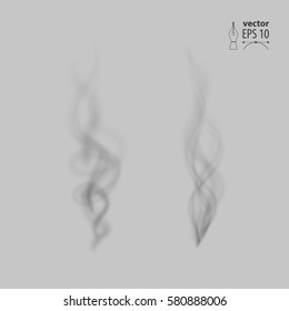 Realistic vector black smoke on a gray background