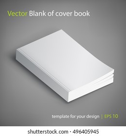 Realistic vector blank of paperback cover book. Template for your design. Grayscale Mockup.