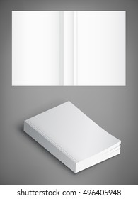 Realistic vector blank of paperback cover book. Template for your design. Grayscale Mockup.