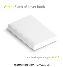 Realistic vector blank of paperback cover book. Template for your design. Grayscale Mockup on white.