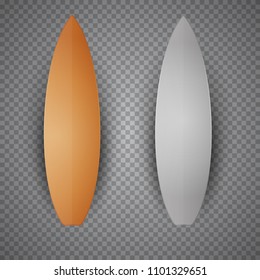 Realistic vector blank surfboard on transparent background.