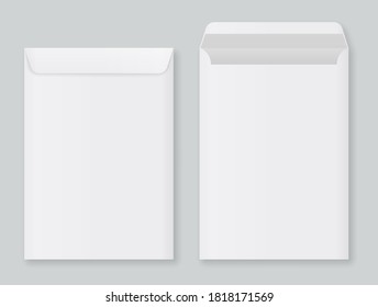 Papel blanco vectorial realista. Sobra la plantilla en fondo gris. Vector.