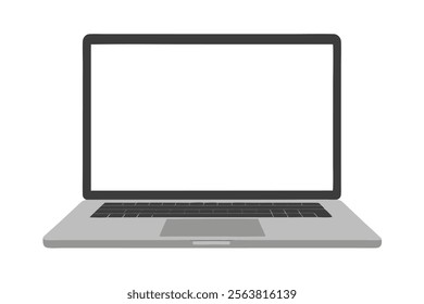 Realistic Vector Blank White Screen Laptop Mockup - High-Quality Vector Design