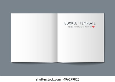 Realistic Vector Blank White Template Of Square Book Wit Shadow Isolated On White Background For Design Portfolio Demonstration