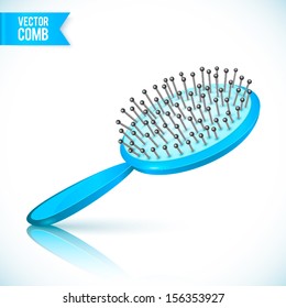 Realistic vector blue comb brush