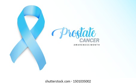 Realistic vector Blue Ribbon. Prostate cancer November awareness month poster for social solidarity campaign.