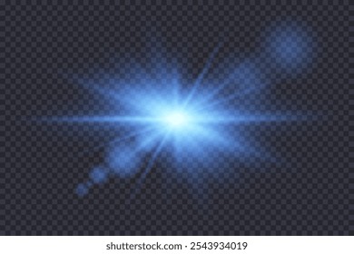 Realistic vector blue stars png.Light blue flash png. Vector illustrator.