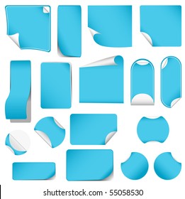 realistic vector blue stickers with peeling corners
