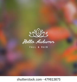 realistic vector blurred background of autumn nature with logo and text
