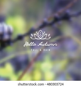 realistic vector blurred background of autumn nature with logo and text