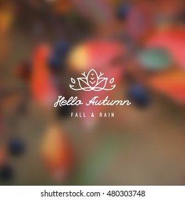 realistic vector blurred background of autumn nature with logo and text