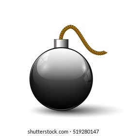 Realistic Vector bomb icon, isolated on white