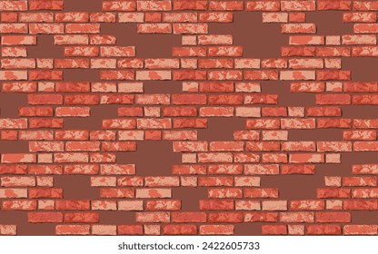 Realistic Vector brick wall pattern horizontal background. Flat wall texture. White textured brickwork for print, paper, design, decor, photo background, wallpaper.