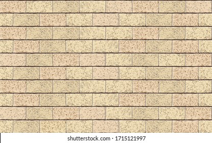 Realistische Vektorillustration Ziegelwand nahtlos Muster. gelber Sand-Backstein-Hintergrund für Druck, Papier, Design, Dekoration, Fotohintergrund