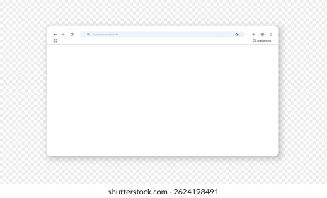 Realistic Vector Browser Window Mockup with Transparent Background for Web Interface Presentation
