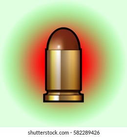 Realistic Vector Bullet Design. Black Outline. Red-Green Background. EPS 10