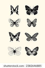 Realistic Vector Butterfly Set Vintage Elegant Butterfly Illustration Collection