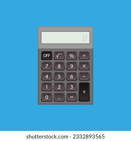 Realistic vector calculator in dark gray color. Vector illustration of calculator.