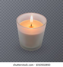 Realistic vector candle, an aromatic candle in a glass