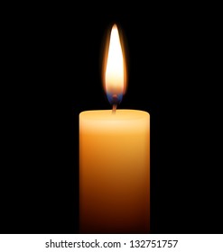 Realistic Vector Candle is glowing black background