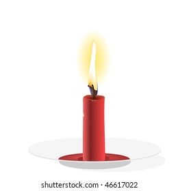 Realistic Vector  Candle on plate