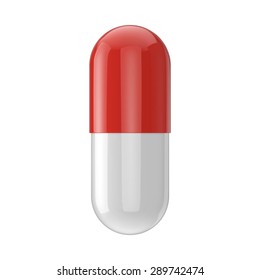 Realistic vector capsule pill isolated on white background