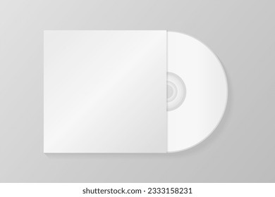 Realistic vector CD with cover icon. Design template. Isolated on White Background. Design Template for Mockup. CD Packaging Copy Space. Front View. Vector illustration