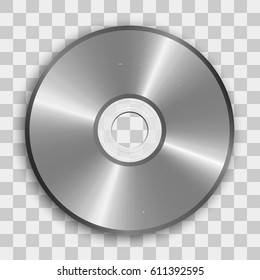 Realistic vector cd or dvd icon. Compact disc on transparent background. Design template.