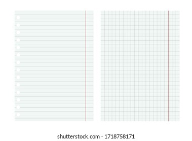 Realistic vector checkered notebook sheet