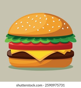 A realistic vector of a cheeseburger.