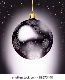 bola de navidad vectorial realista contra fondo nevado