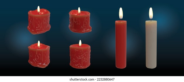 Realistic vector christmas candles holiday decoration for design projects