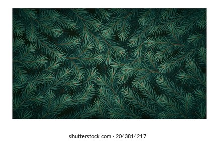 Realistic vector Christmas tree branches background
