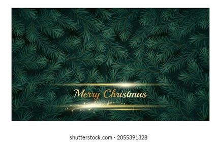 Realistic vector Christmas tree branches background. Christmas decoration concept 