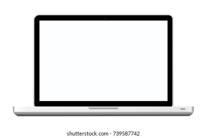 Realista Vector Chrome Prata Laptop Mock frente vista isolada com tela em branco e fundo branco para publicidade e site