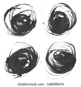 Realistic vector circles drawn thick paints