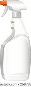 Vector realista de la botella plástica clara del aerosol, cuerpo blanco, boquilla anaranjada, aislado en el fondo blanco