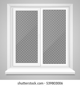 Realistic Vector Closed Middle Open Plastic Window with Transparent Background