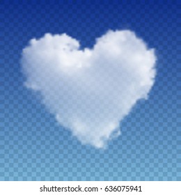 Realistic vector cloud heart. Vector image on transparent background.