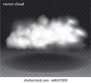 realistic vector cloud on a transparent background with a shadow