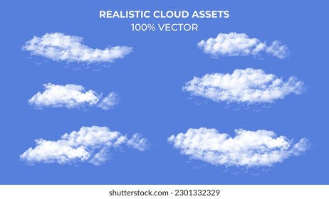 Realistic vector clouds assets for digital art