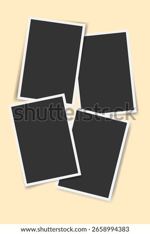 Realistic vector collage of empty photo frames. Vertical Layered retro Template for images, posters, memories, presentations, social media, mockup, advertising templates, visual storytelling
