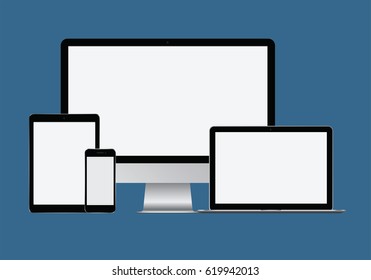 Realistic vector Computer monitor ,laptop, tablet pc and mobile phone