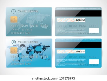 Realistic vector Credit Card two design two sides.