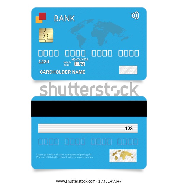 Realistic Vector Credit Card Two Sides Stock Vector (Royalty Free ...